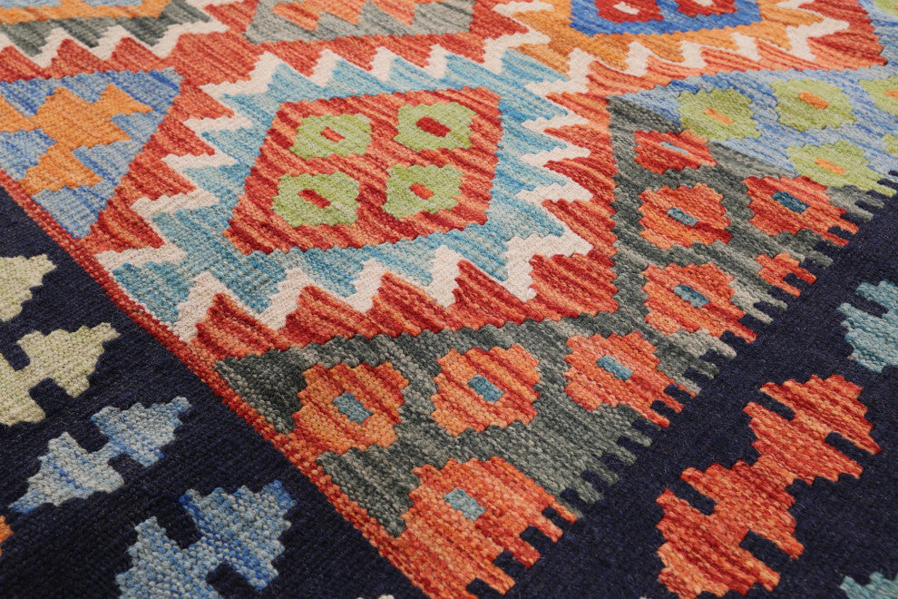 6' 9" X 9' 8" Wool On Wool Flat Weave Kilim Reversible Rug Q9473