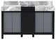 55" Double Vanity, Castle Gray Marble Tops, And White Square Sinks