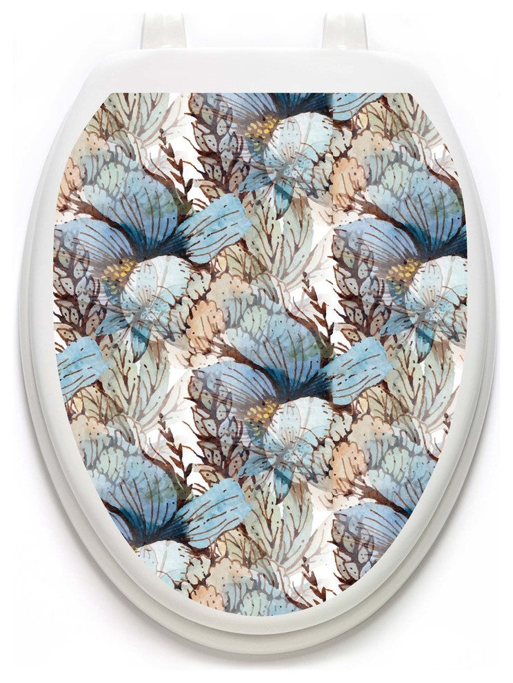 Florals in the Mist Toilet Tattoos, Toilet Lid Decal, Elongated