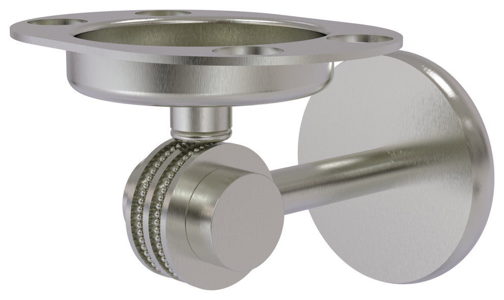 Satellite Orbit Two Toothbrush Holder With Dotted Accents, Satin Nickel