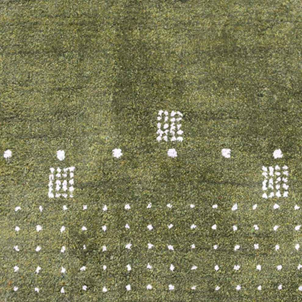 HAND KNOTTED LOOM SILK ECO-FRIENDLY AREA RUG -5'x8',Rectangle,Green,Contemporary