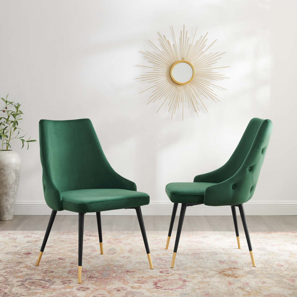 Adorn Dining Side Chair Performance Velvet Set of 2 Green