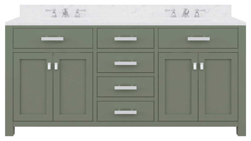 Madison 72 In. Carrara White Marble Countertop Vanity with Hook Facucet