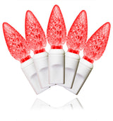 35 C6 Red LED Lights 4" Spacing On White Wire