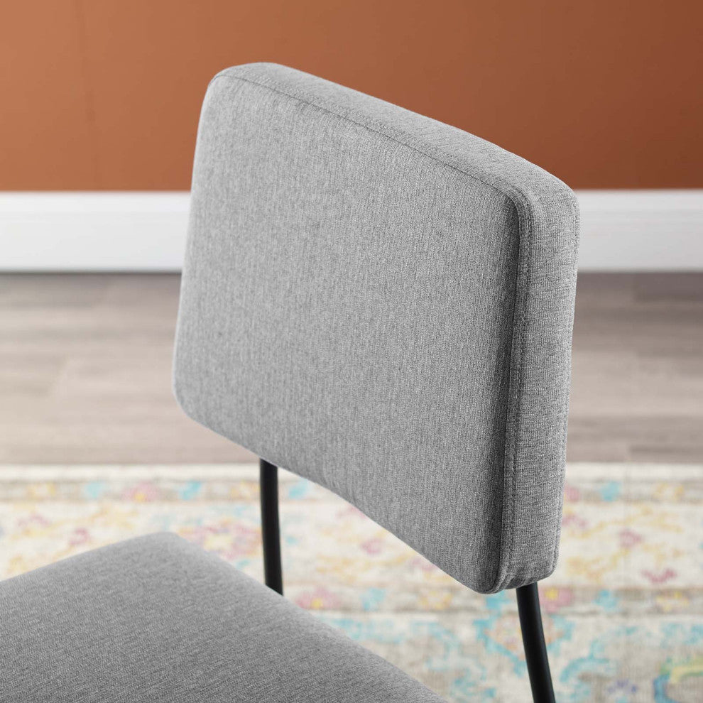 Side Dining Chair, Fabric, Metal, Black Gray, Modern, Bistro Restaurant