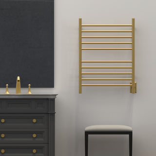 Radiant Hardwired/Plug-In Combo Towel Warmer, Satin Brass, Straight Bars
