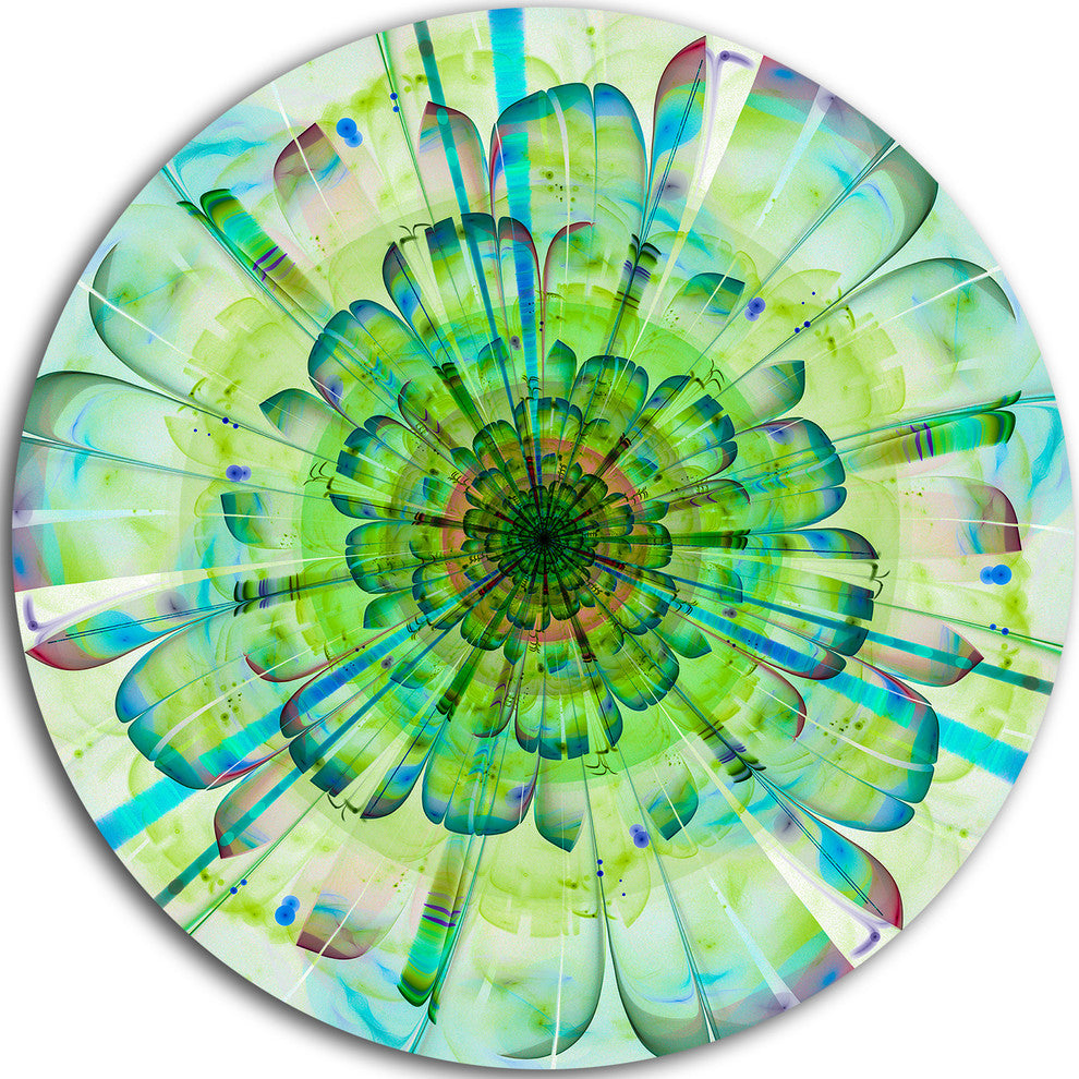 Light Blue Digital Flower Petals Close-Up, Floral Disc Artwork, 36"