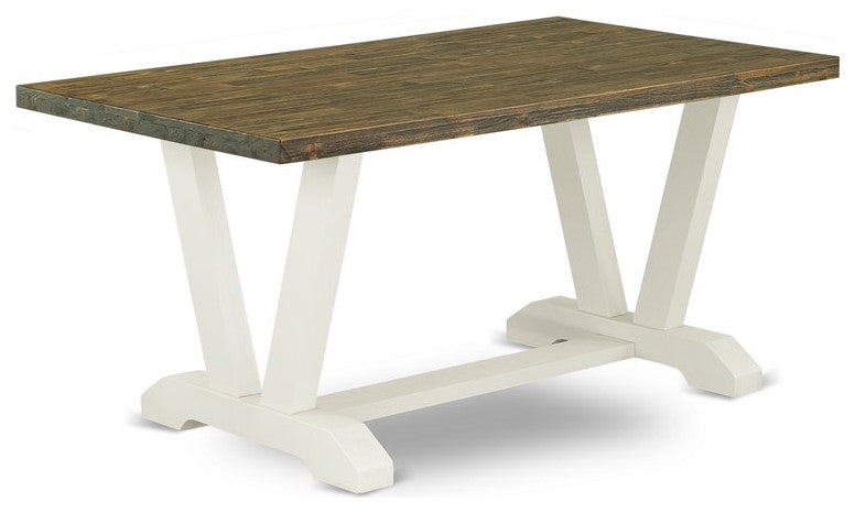 V076El207-7, 7-Piece Set, 6 Dining Padded Chairs, Table Top and Wooden Legs