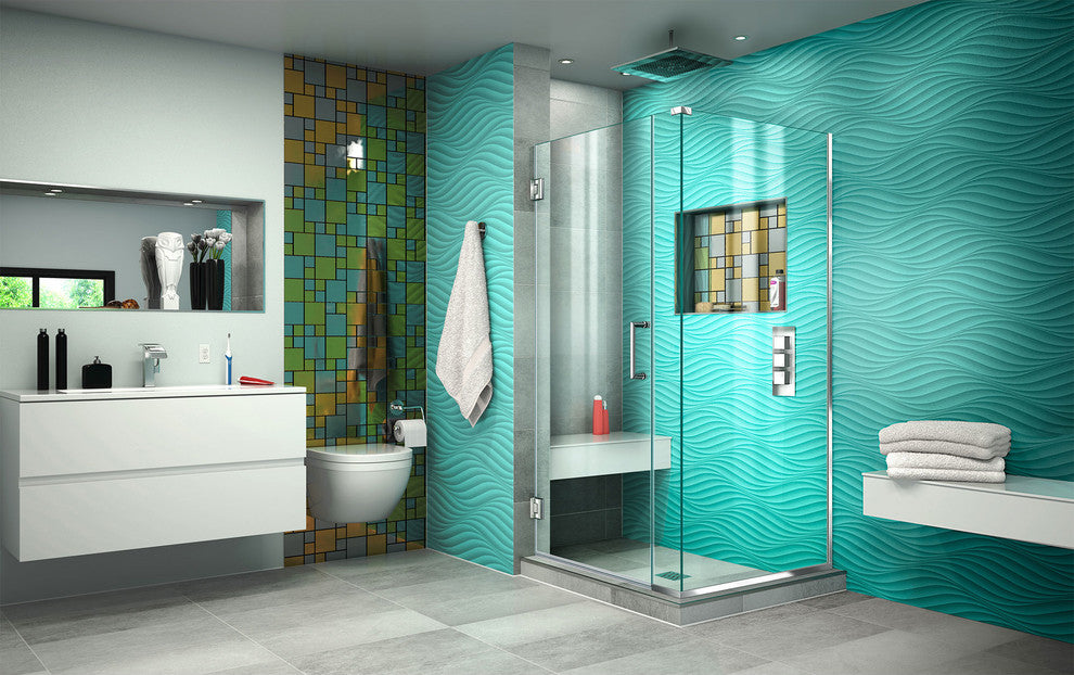 DreamLine Unidoor Plus 30"x30.375"x72" Hinged Shower Enclosure, Chrome