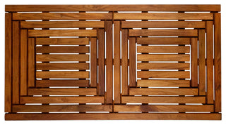Nordic Style Oiled Teak Double Framed Shower/Bath Mat 39"x19"