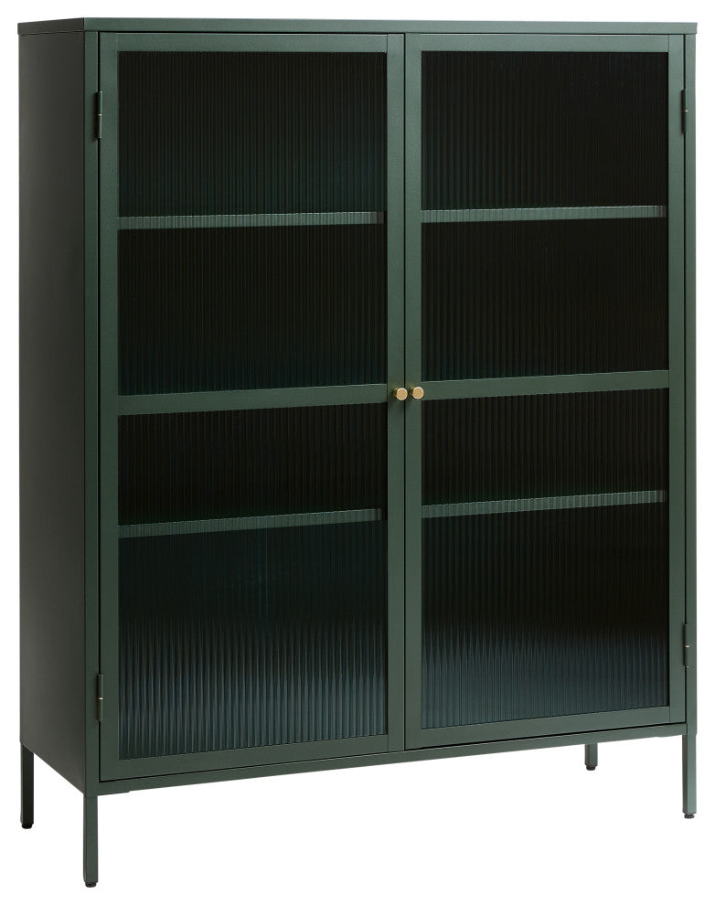 Metal & Glass 55" Display Cabinet, Green