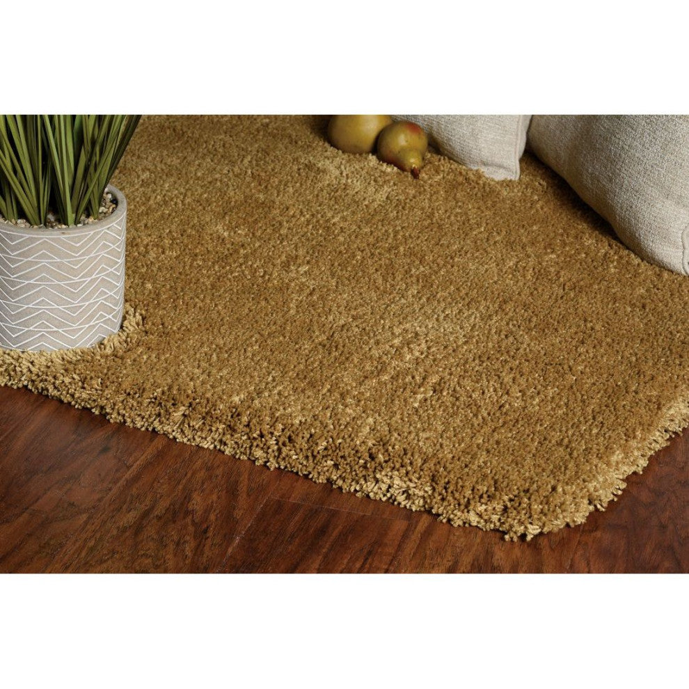 KAS Bliss 1567 Gold Shag Area Rug, 5' x 7'