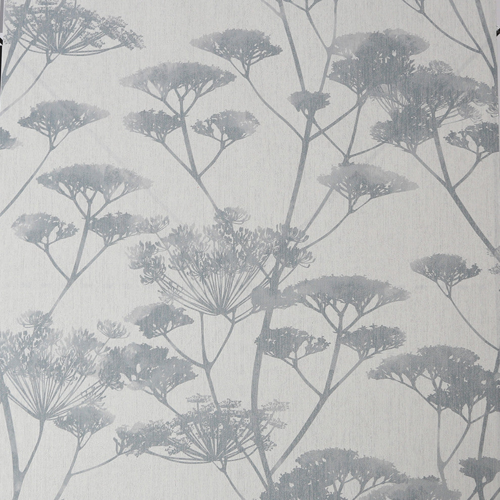 Meadow Silhouette Blue and Grey Wallpaper