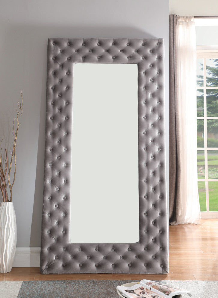 Boyle Floor Mirror, Silver Gray