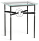 Equus Side Table, Black Finish, Sterling Accents, Black Leather Strap