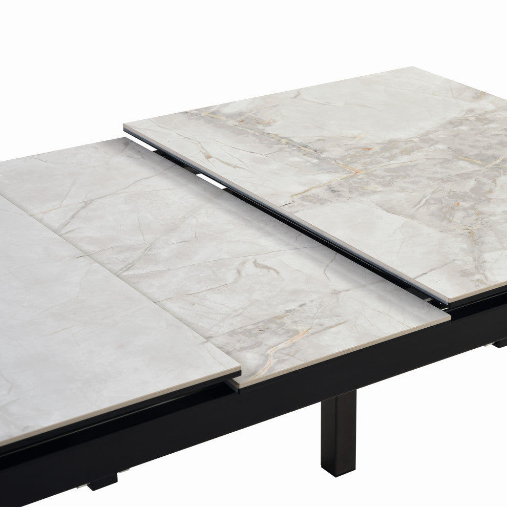 Giana Extendable Dining Table, Stone and Metal