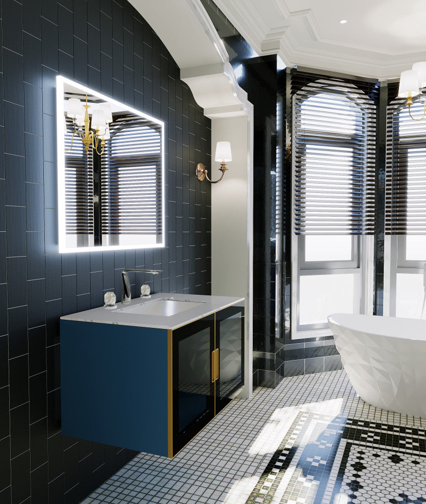 CastelloUSA Widespread 3 Hole, Bath Faucet, 2-White Rock Crystal Handles, Chrome