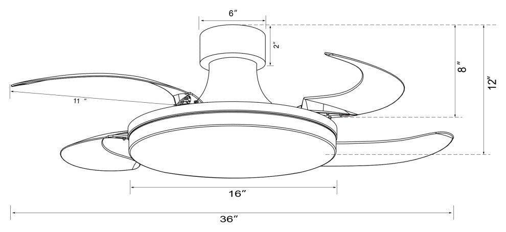 Fanaway Orbit 36" Ceiling Fan With Light, Matte White