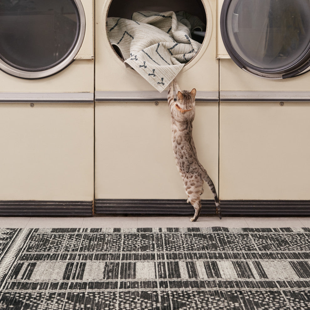Machine Washable Vibe by Jaipur Living Kati Tribal Brown/ Cream Area Rug, 7'10"x