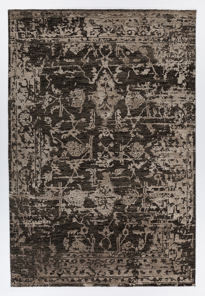 Sasha Hand-knotted Traditional Rug, Beige/Gray, Rectangular 7'9x10'6
