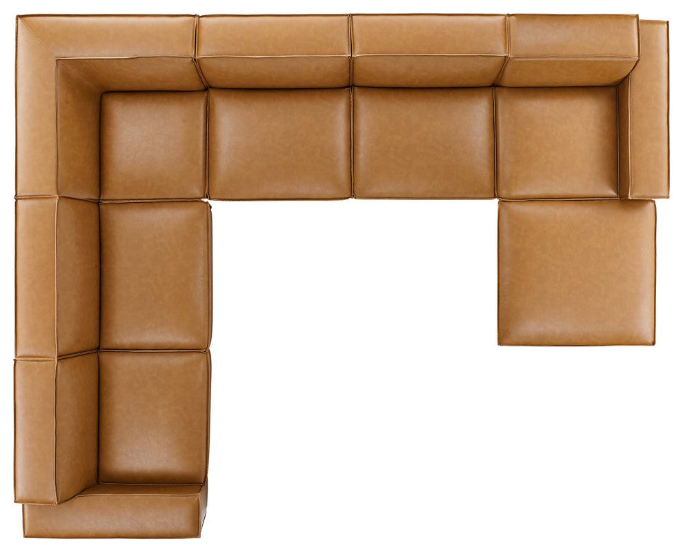 Restore 7-Piece Vegan Leather Sectional Sofa Tan