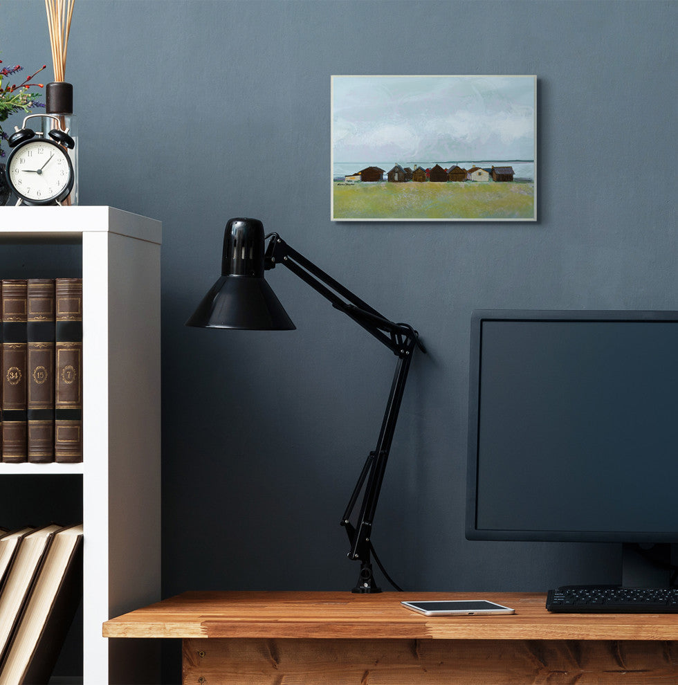 Lakeside Town Landscape Drawing, 10"x15"