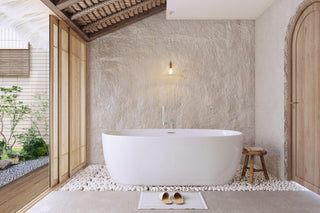 Aaron 77" Soaking Bathtub, Glossy White With Brushed Nickel Trim