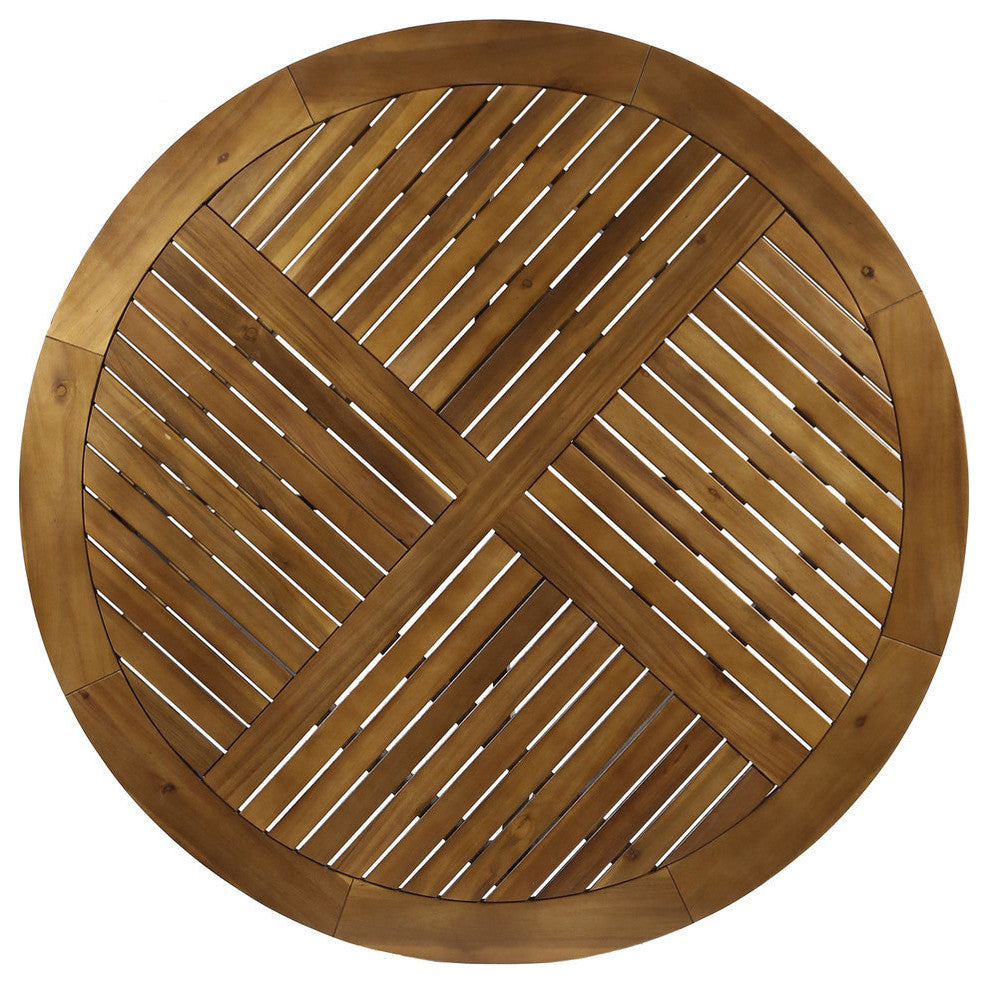 GDF Studio Adn Outdoor 47" Round Acacia Wood Dining Table, Teak