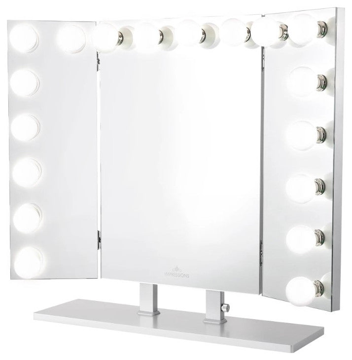 Trifecta Pro Vanity Mirror, Silver, Led Globe Bulbs