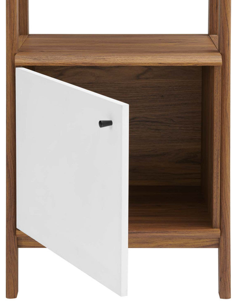 Bookcase Book Shelf Rack, Wood, Brown Walnut White, Modern, Lounge Hospitality