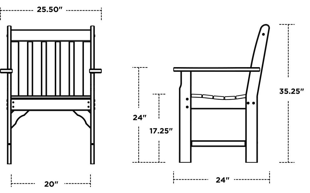 Polywood Vineyard Garden Arm Chair, Black