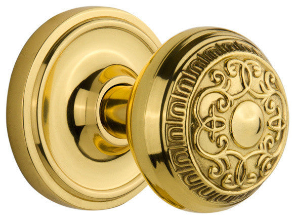 Single Classic Rosette With Egg & Dart Knob, Unlacquered Brass, Single Dummy