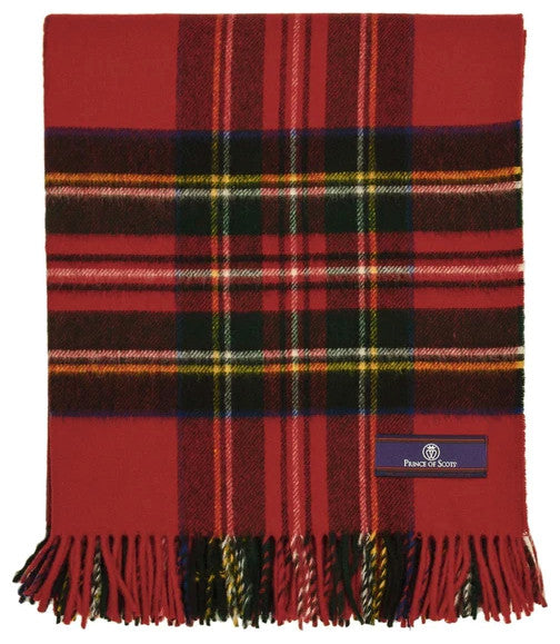 Prince of Scots Highland Tweed Merino Wool Throw, Royal Stewart
