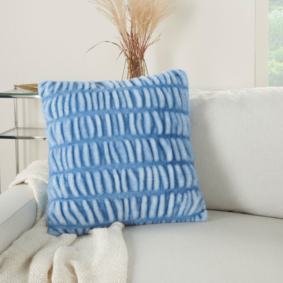Nourison Home 20"x20" Faux Fur Ruched Rabbit Ocean Throw Pillows