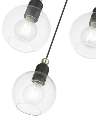 Downtown 3 Light Black With Brushed Nickel Accents Sphere Multi Pendant