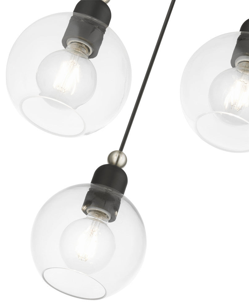 Downtown 3 Light Black With Brushed Nickel Accents Sphere Multi Pendant