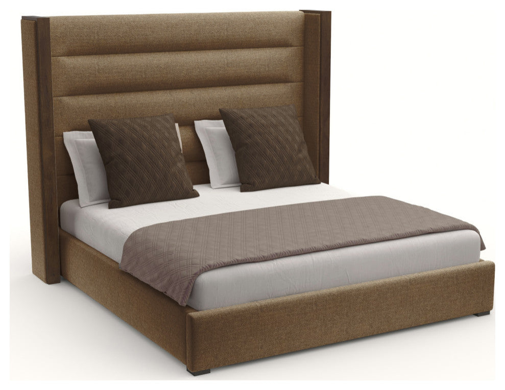 Nativa Interiors Irenne Horizontal Channel Bed, Brown, King, Medium 67"