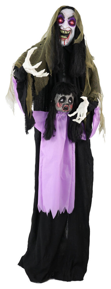 Lifesize Animatronic Vampire Lady With Baby, Lights and Sound