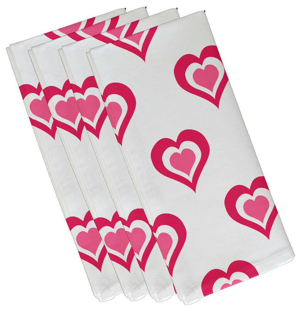Valentine Print Napkin, Fuschia, Set of 4