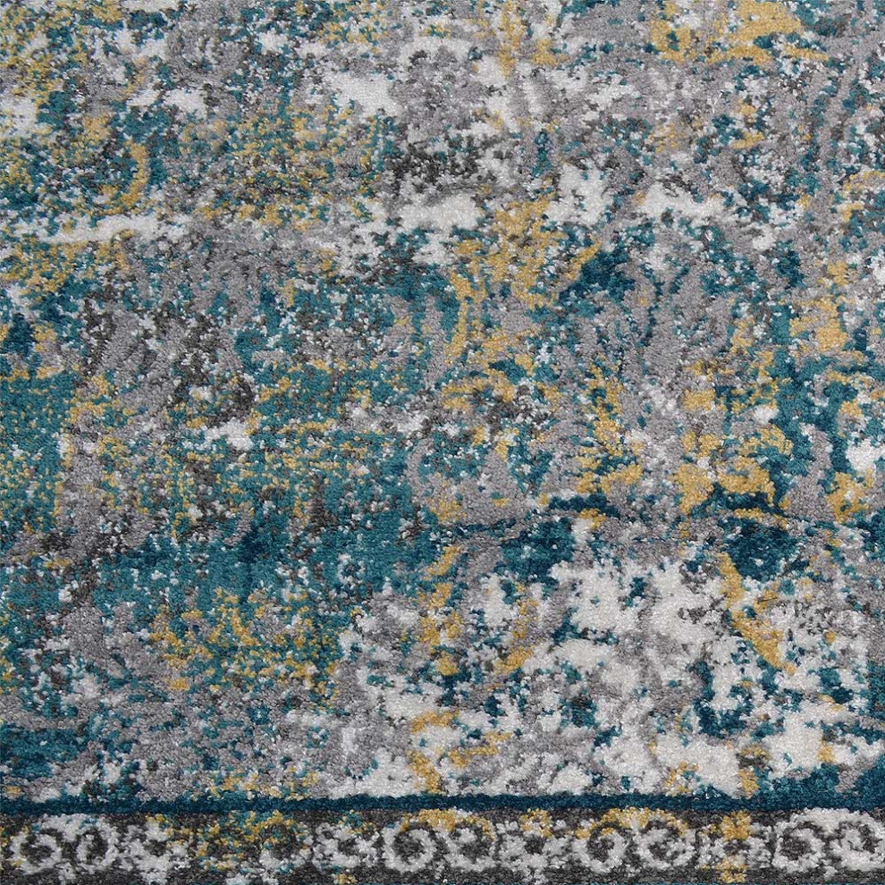 MACHINE MADE HEATSET POLYPROPYLENE AREA RUGS -Silver Color,Oriental Design, [Rectangle] 5'x8'
