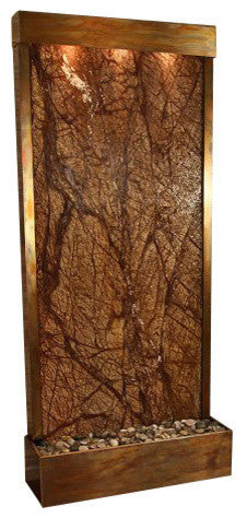 Tranquil River Floor Fountain, Rustic Copper, Rainforest Brown Marble