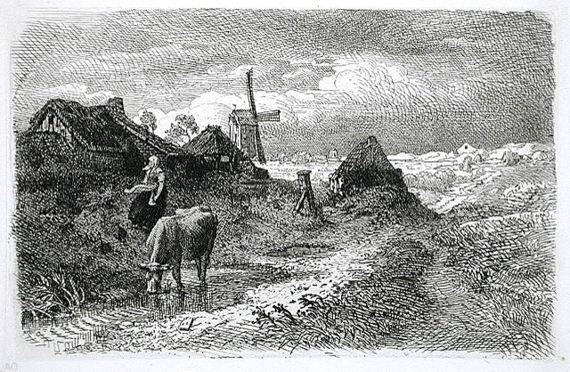 Andreas Achenbach Dutch Landscape With Woman and Cow Wall Decal