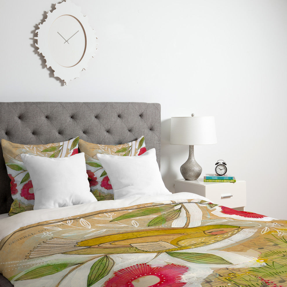 Deny Designs Cori Dantini Sweet Meadow Bird Duvet Cover - Lightweight