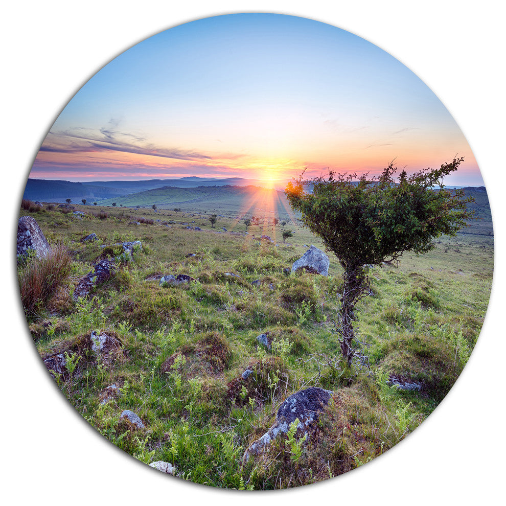 Sunset On Bodmin Moor, Landscape Wall Disc Metal Artwork, 38"