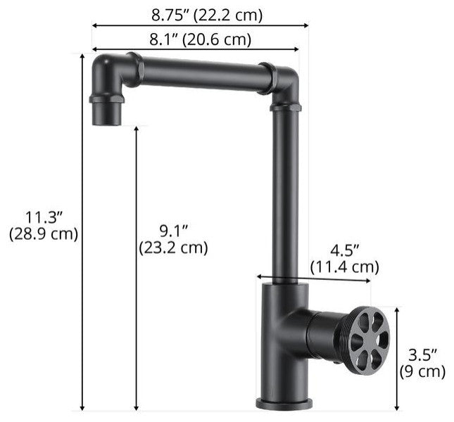 Urban Round Wheel Handle 1-Hole Bathroom Faucet in Matte Black
