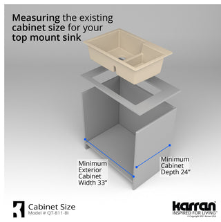 Karran 33" Top Mount Double Bowl 60/40 Quartz Kitchen Sink Kit, Bisque