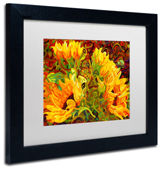 'Four Sunflowers' Matted Framed Canvas Art by Mandy Budan
