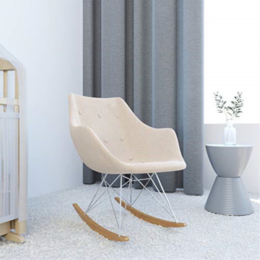 LeisureMod Willow Twill Fabric Eiffel Rocking Chair