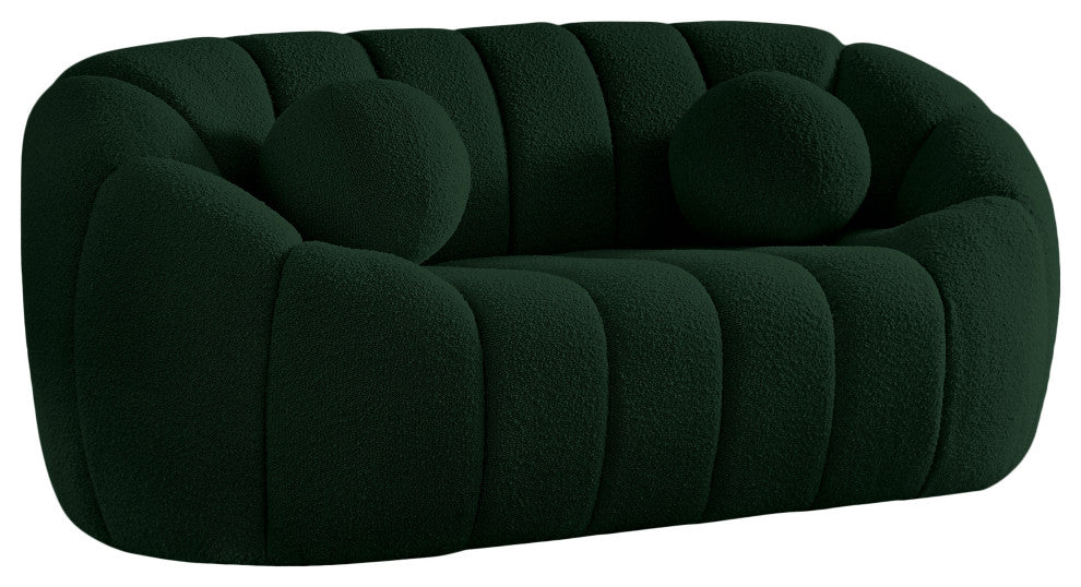 Elijah Boucle Fabric Upholstered Loveseat, Green