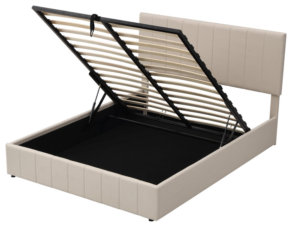 Gewnee Queen size Upholstered Platform bed in Beige